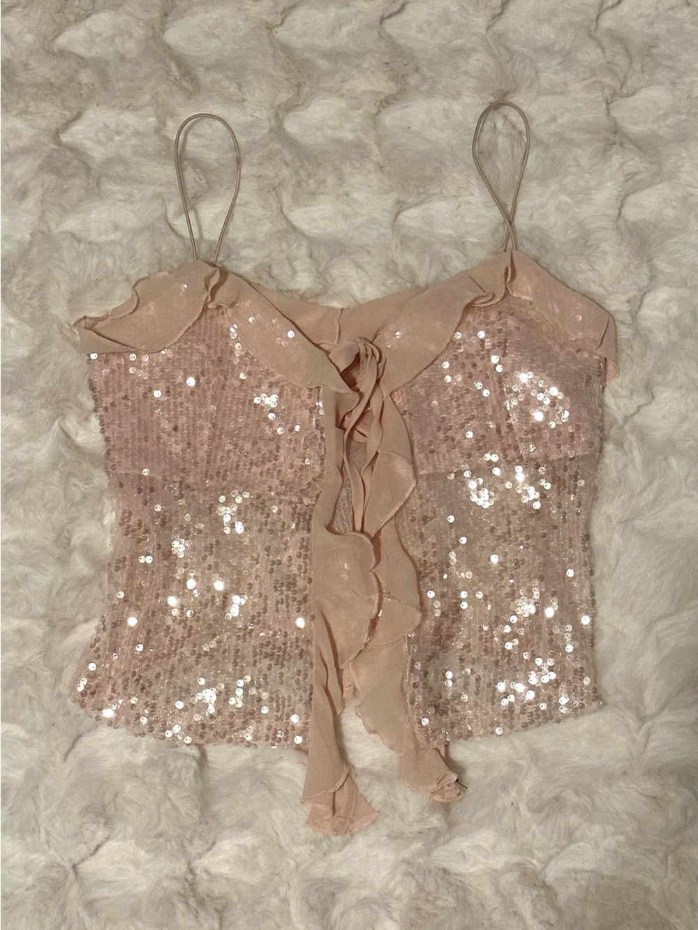 Doll’s Dazy Sequin Essential Stylish Cami Top - Blush Pink